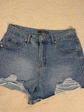 Cali 1850 Sparkling
Rhinestone-Studded Western
Bling Denim Shorts Women
Sz~5